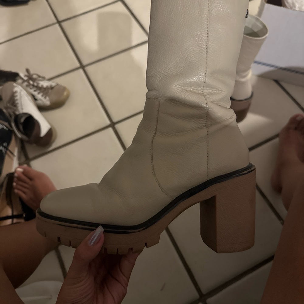 Gioseppo Neidling Cream Leather Heel Boots